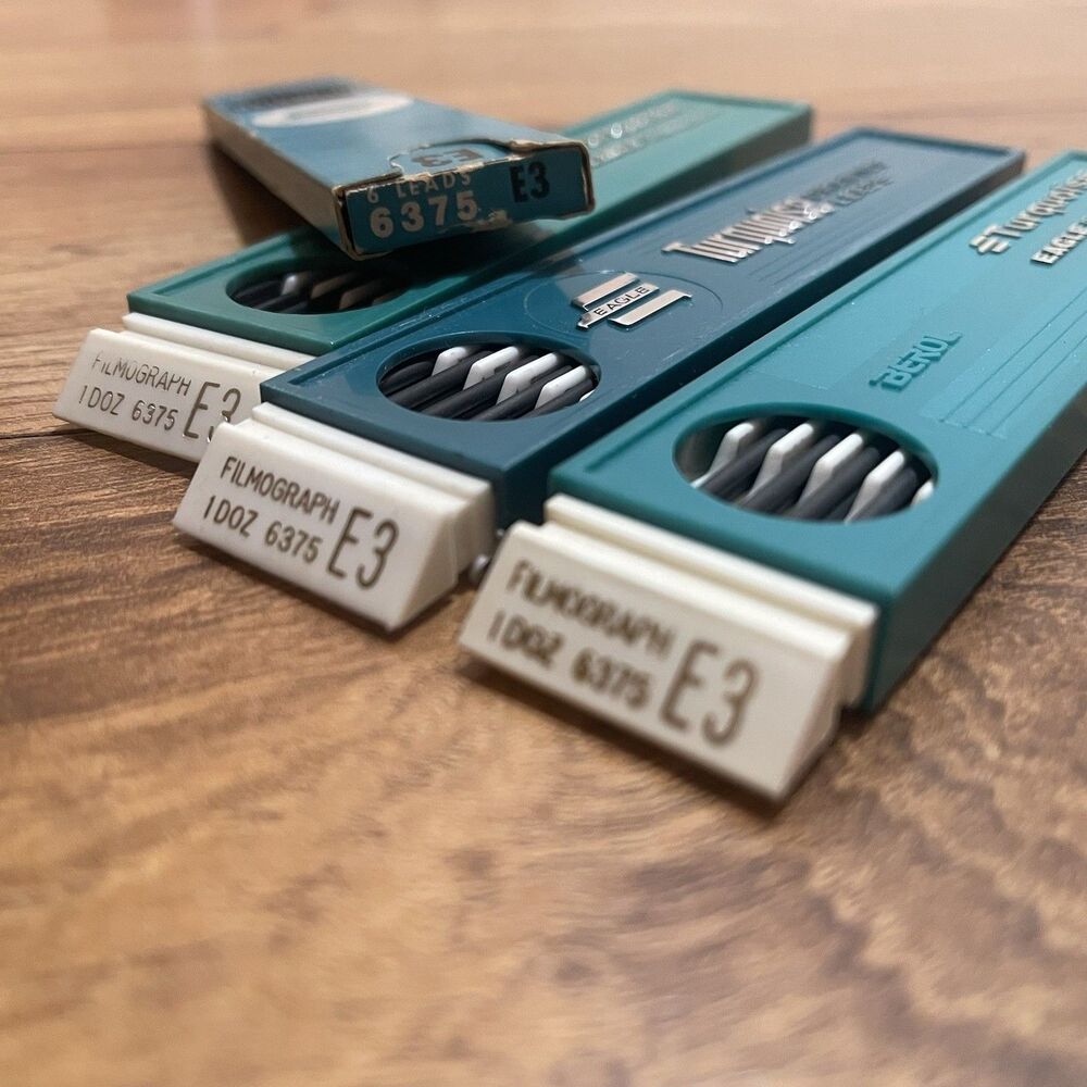 Vintage Berol/Eagle Turquoise Drawing Leads Lot Of 4 Boxes 6375, Size E3, READ